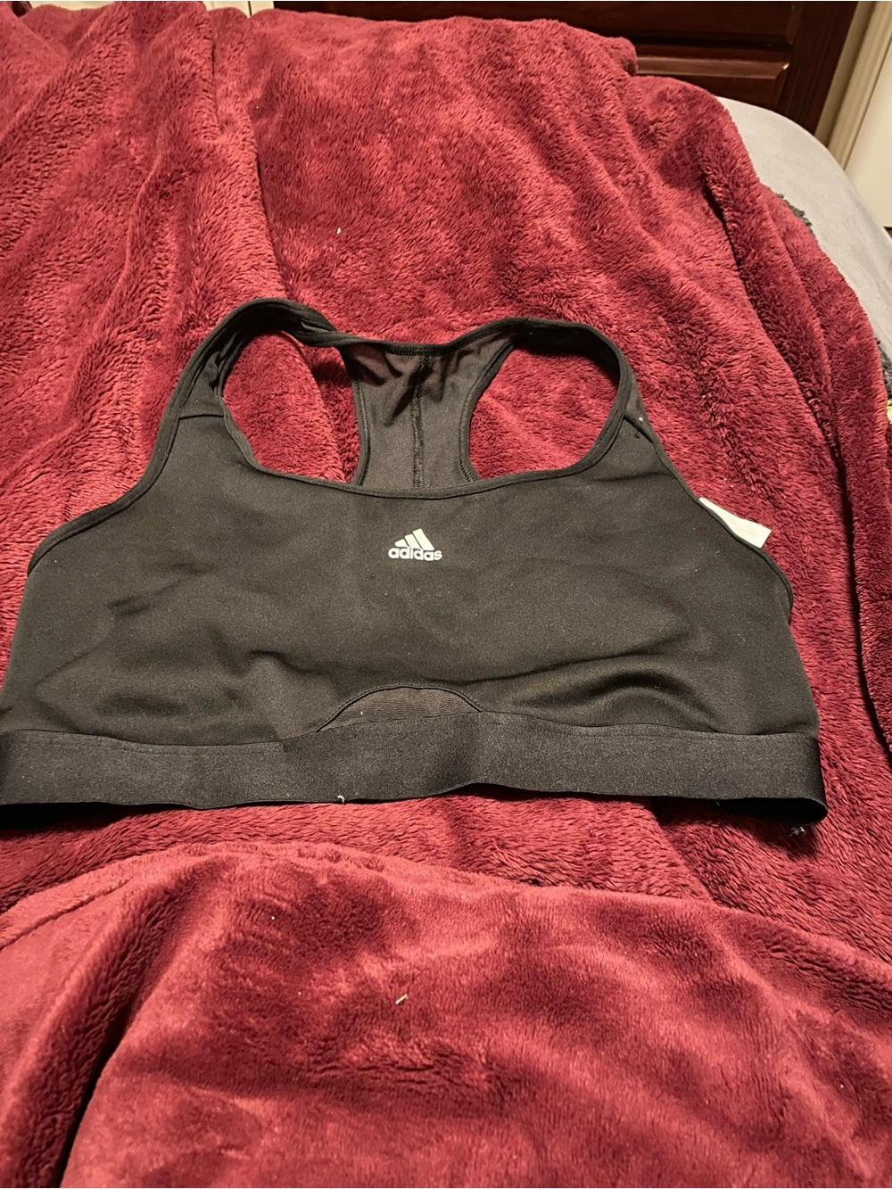 adidas Black Racerback Sports Crop Bra with Supportive Band